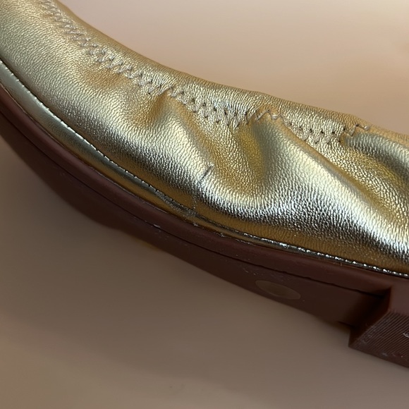 Tory Burch Eddie Gold Nappa Ballet Leather Flats Size 8 - Picture 11 of 16